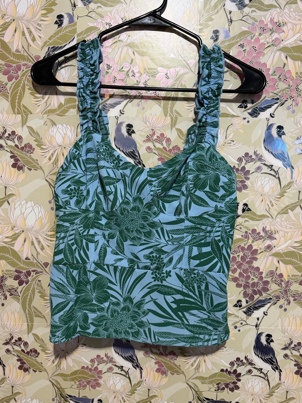 sofia by sofia vergara Green Floral Smocked Strap Tank